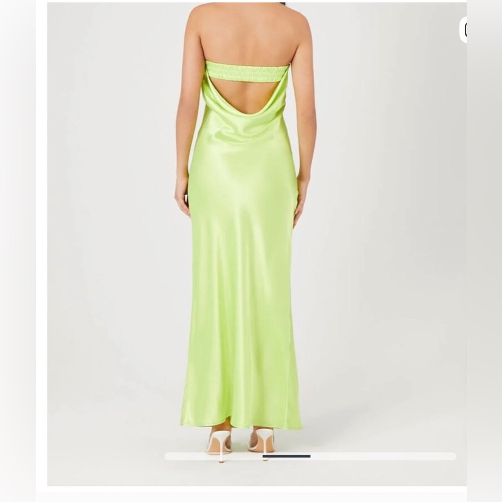 Forever 21 Lime Satin Maxi Dress with Cutout